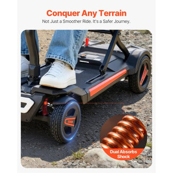 4-Wheel Electric Mobility Scooter for Adults & Seniors, Integrated Automatic Folding Mobility Scooter with Remote Control, NFC Keys & Long Range, 265LBS Loading Travel Wheelchair