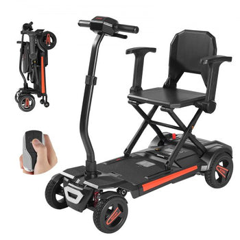 4-Wheel Electric Mobility Scooter for Adults & Seniors, Integrated Automatic Folding Mobility Scooter with Remote Control, NFC Keys & Long Range, 265LBS Loading Travel Wheelchair