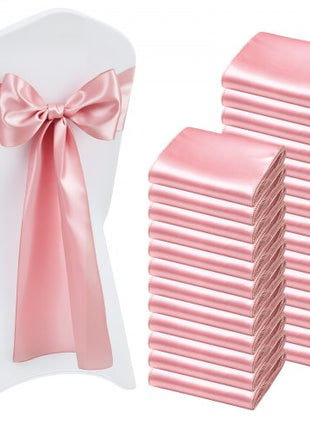 Satin Chair Sashes Bows, 100PCS Chair Ribbon Ties Back Sash, 7 x 108 inch, Rose Gold Wedding Reception Decoration, for Wedding Ceremony Baby Shower Party Events Banquet Chair Cover Decoration
