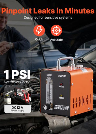Automotive Smoke Machine Leak Detector, DC 12V EVAP Vacuum Diagnostic Tester with Built-in Air Pump & Flow Meter, 1 PSI Vacuum Pipeline Fuel Diagnostic Detector for Cars, Motorcycles, Trucks