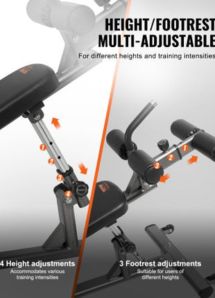 Sit Up Bench, Decline Ab Bench with Reverse Crunch Handle, with 4 Adjustable Height Settings, Heavy Duty Steel, 1000 Lbs Capacity, for Home Gym Workouts, Strength Training, Full Body Muscles
