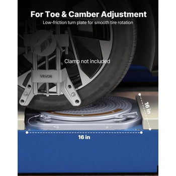 Wheel Alignment Turn Plates, 2 PCS, 2-Ton Capacity per Plate, Brass Dial Measurements, 360° Rotating Turntable Wheel Alignment Tool with Transition Bridge & Thrust Block for Car SUV Light Truck
