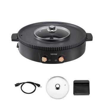 Hot Pot with Grill, 1800W 2-in-1 Electric Smokeless Grill and Hot Pot, Korean BBQ Shabu Shabu Hotpot with Separate Dual Temperature Control, Non-stick Pan, for 2-8 People Family Dining