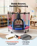 55" Trampoline for Kids, 4.6 FT Toddler Mini Trampoline, 132 lbs Capacity Indoor Outdoor Play Toys with Enclosure Net, Swing, and Basketball Hoop, Christmas Toys Birthday Gifts for Girls Boys