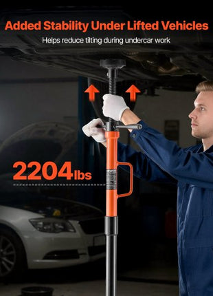 Underhoist Support Stand, 1 Ton (2204 lbs) Capacity Under Hoist Jack Stand with Handle, Adjustable Height, Bearing Mounted Spin Handle, Self-Locking Threaded Screw, Support Vehicle Components