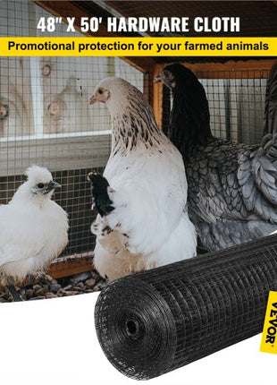 Hardware Cloth, 48\" x 50\' & 1\"x1\" Mesh Size, Galvanized Steel Vinyl Coated 16 Gauge Chicken Wire Fencing with A Cutting Plier & A Pair of Fabric Gloves, for Garden Fencing & Pet Enclosures,