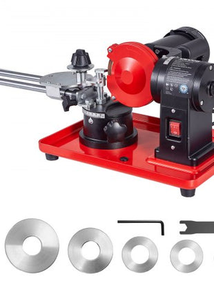 Circular Saw Blade Sharpener, 370W 3590RPM Rotary Angle Mill Grinder Sharpening Machine with 5" Grinding Wheel & 6 Saw Centerings - Fits ?3.2" to ?27.5" Circular Saw Blades