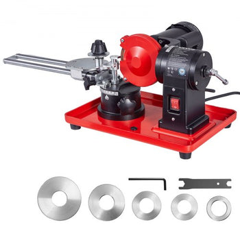 Circular Saw Blade Sharpener, 370W 3590RPM Rotary Angle Mill Grinder Sharpening Machine with 5" Grinding Wheel & 6 Saw Centerings - Fits ?3.2" to ?27.5" Circular Saw Blades