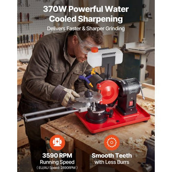 Circular Saw Blade Sharpener with Water Tank, 370W 3590RPM Rotary Angle Mill Grinder, Water Injection Sharpening Machine with 5" Grinding Wheel - Fits ?3.2" to ?27.5" Circular Saw Blades