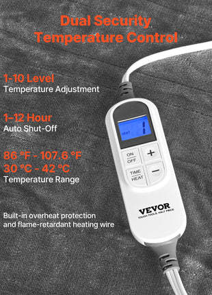 Wearable Electric Heated Throw Blanket with Foot Pocket & Sleeves, Portable Robe Snuggie Blankets for Women, 10 Heating Levels, 12H Auto Shut-Off, Machine Washable, 50 x 70 inch, Grey
