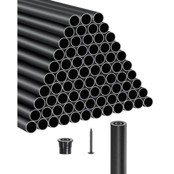Staircase Balusters 101 Pack, 36 In Aluminum Stair Balusters, 3/4 Inch Water-Proof Round Metal Spindle Railing, Hollow Deck Railing with Rail Caps & Screws for Stairs, Porch, Patio, Matte Black
