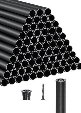 Staircase Balusters 101 Pack, 32 In Aluminum Stair Balusters, 3/4 In Water-Proof Round Metal Spindle Railing, Hollow Deck Railing with Rail Caps & Screws for Stairs, Porch, Patio, Fence, Black