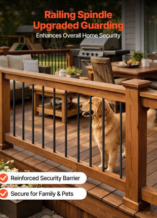 125 Pack Deck Balusters, 26 in Aluminum Railing Spindles, 3/4 in Diameter Hollow Round Metal Decking Stair Balusters with Connectors, Screws, for Deck, Porch & Staircase Railing Fence, Black