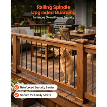 125 Pack Deck Balusters, 26 in Aluminum Railing Spindles, 3/4 in Diameter Hollow Round Metal Decking Stair Balusters with Connectors, Screws, for Deck, Porch & Staircase Railing Fence, Black