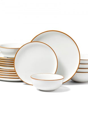Dinnerware Set, Service for 6 (18 PCS), Round Plates and Bowls Sets, Scratch Resistant Ceramic Dinner Ware, Dishwasher and Microwave Suitable Kitchen Dish, for Dessert Salad Soup Pasta, White