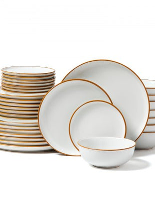 Dinnerware Set, Service for 8 (32 PCS), Round Plates and Bowls Sets, Scratch Resistant Ceramic Dinner Ware, Dishwasher and Microwave Suitable Kitchen Dish, for Dessert Salad Soup Pasta, White