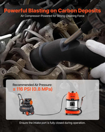 Walnut Blaster Kit for Carbon Cleaning, 1200W Sand Blaster with Built-in Vacuum, Extension Nozzle Sandblaster Gun, and 5.5lbs Walnut Shell for Engine Intake Valve Cleaning - 13L