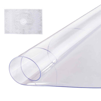 Plastic Table Cover, 42 x 42 Inch 2.0 mm Thick Clear Table Protector, Round PVC Desk Mat, Waterproof & Easy Cleaning Desk Pad Tablecloth, for Office Dresser Dining Room Table Night Stand