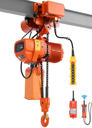 4400 lbs Electric Chain Hoist, 20 ft Lifting Height, Three-Phase Overhead Crane with 328 ft Wireless & 16 ft Wired Remote Control, Double G100 Chain Hoist for Factories, Warehouses, Garages