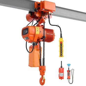4400 lbs Electric Chain Hoist, 20 ft Lifting Height, Three-Phase Overhead Crane with 328 ft Wireless & 16 ft Wired Remote Control, Double G100 Chain Hoist for Factories, Warehouses, Garages