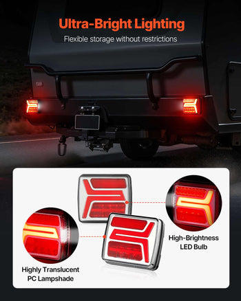 Trailer Lights, 2PCS 12V Square Magnetic LED Trailer Tail Lights Kit with Stop Brake Turn Tail License Lamp, Waterproof Tow Lighting Kit with Wiring Harness for Boat Truck Camper RV Snowmobile