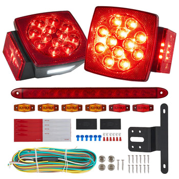 Trailer Lights, 12V LED Trailer Tail Lights Kit with Stop Brake Turn Tail License Plate Clearance Lamp, Waterproof Tow Lighting Kit with Wiring Harness for Boat Truck Camper RV Snowmobile Bus