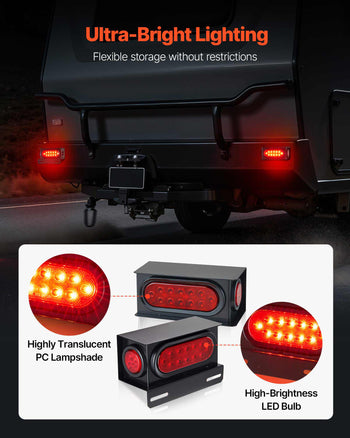 Trailer Lights, 10-30V LED Trailer Tail Lights Kit with Stop Brake Turn Tail Clearance (Side) Lamp, Left and Right Waterproof Tow Lighting Kit for Boat Truck Camper RV Snowmobile Bus Caravan