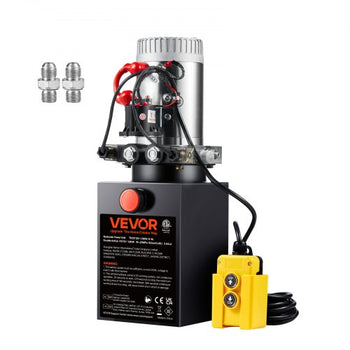 Hydraulic Pump, 8 Quart Hydraulic Power Unit, Double Acting Dump Trailer Pump, 0.91 GPM Flow Rate, 3200 PSI Max Relief Pressure, DC 12V Hydraulic Pump for Dump Trailer Car Lifting
