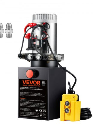 Hydraulic Pump, 10 Quart Hydraulic Power Unit, Double Acting Dump Trailer Pump, 0.91 GPM Flow Rate, 3200 PSI Max Relief Pressure, DC 12V Hydraulic Pump for Dump Trailer Car Lifting