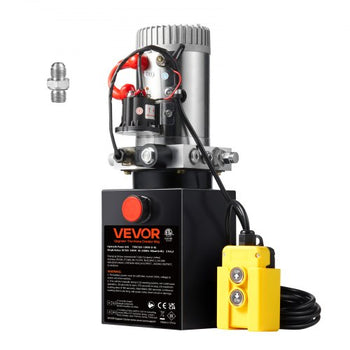 Hydraulic Pump, 8 Quart Dump Trailer Pump, Single Acting Hydraulic Power Unit, 3200 PSI Max Relief Pressure, 0.91 GPM Flow Rate, Hydraulic Pump Power Unit for Dump Trailer Car Lifting