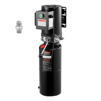 Hydraulic Pump Power Unit, AC 220V, 10 Quart Single Acting Hydraulic Unit, 6.3 L/min Oil Flow, Max Discharge Pressure 22 MPa for Dump Truck, Auto Repair Garage, Car Lifting Platforms, Black