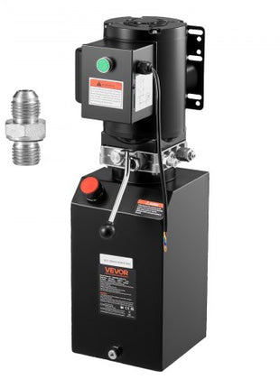 Hydraulic Pump Power Unit, AC 220V, 15 Quart Single Acting Hydraulic Unit, 6.3 L/min Oil Flow, Max Discharge Pressure 22 MPa for Dump Truck, Auto Repair Garage, Car Lifting Platforms, Black