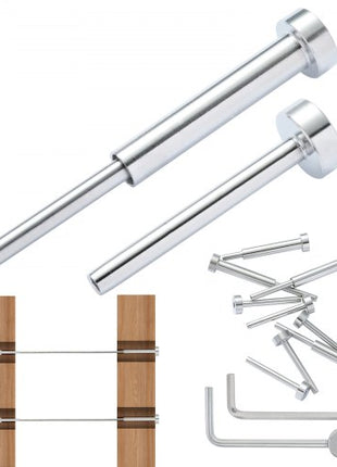 20 Pack Invisible Cable Railing kit, T316 Stainless Steel 1/8" Invisible Receiver and Swage Stud End for Cable Railing, Swage Tensioner 1/8" for Wood/Metal Post, Cable Railing Hardware, Silver
