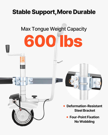 Electric Trailer Dolly, 5500 lbs Towing Capacity, 380W 12V Motorized Jockey Wheel with 23 ft/min Moving Speed, 12.2-24.8 in Adjustable Clamp Height & 8 in Rubber Tire, For Moving Caravan Boat