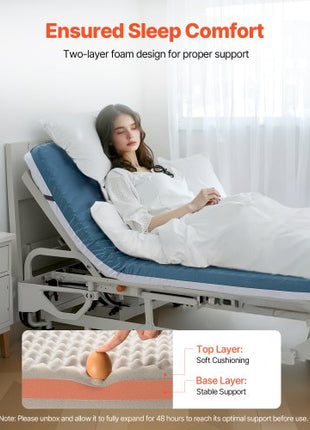 Hospital Bed Mattress, 300 lbs Load, Long Term Care Pressure Redistribution Medical-Grade Dual Layer Foam Mattress, Waterproof for Bedsore Treatment Nursing Homes and Home Care, 34 x 76 x 3.5 in