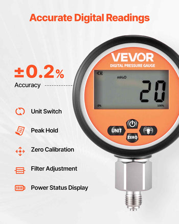Digital Hydraulic Pressure Test Coupling Kit, 10000 PSI Pressure Gauge Manometer Tester with 1 Gauge, 1 Test Coupling, 1 Quick-Release Coupler, and 1 Hose for Excavator Construction Machinery