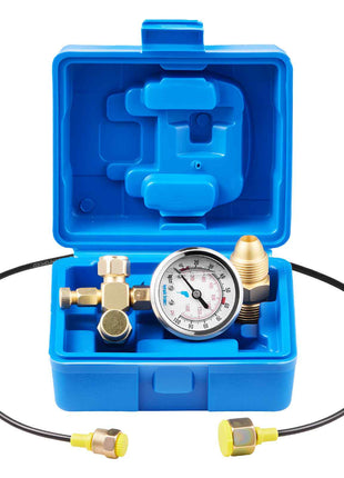 Hydraulic Nitrogen Accumulator Charging Kit, 0-1420 PSI Nitrogen Fill Kit, Pressure Test System with 1 Pressure Gauge, 1 Gas Hose, 1 Valve Body and 1 CGA580 Adapter for Construction Machinery