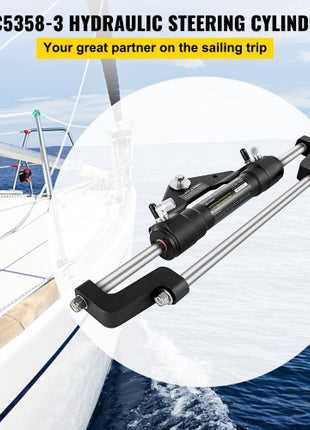 Hydraulic Steering Cylinder 300HP, Hydraulic Steering, Front Mount, Hydraulic Outboard Steering Cylinder for Marine Boat Steering System