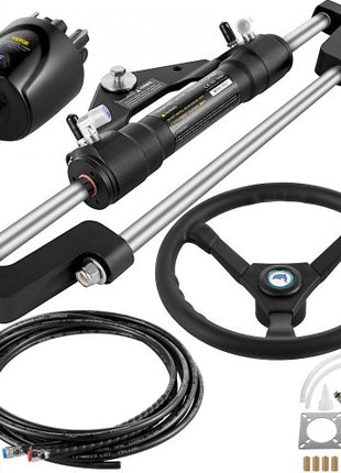Hydraulic Outboard Steering Kit 300HP, Hydraulic Steering Kit Helm Pump, Hydraulic Boat Steering Kit with 16 Feet Hydraulic Steering Hose for Boat Steering System