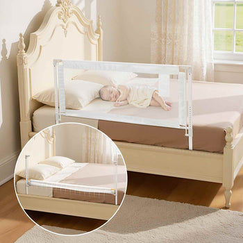 Toddler Bed Rail, Kids Beds Guard Rail with Reinforced Iron Pipe and Oxford Cloth, Adjustable Height Bed Side Railing, Portable Guard Bumper Barrier for Crib, Bunk, 59.06 x 35.04 in, 1 Piece
