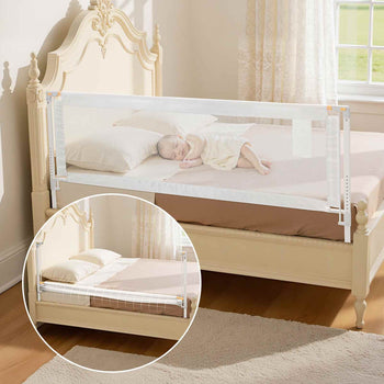 Toddler Bed Rail, Kids Beds Guard Rail with Reinforced Iron Pipe and Oxford Cloth, Adjustable Height Bed Side Railing, Portable Guard Bumper Barrier for Crib, Bunk, 78.74 x 35.04 in, 1 Piece