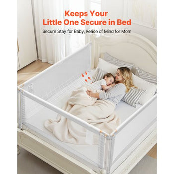 3 Piece Toddler Bed Rail, Kids Beds Guard Rail with Reinforced Iron Pipe and Oxford Cloth, Adjustable Height Bed Side Railing, Portable Guard Bumper Barrier for Queen Size, 3 Sides, Grey