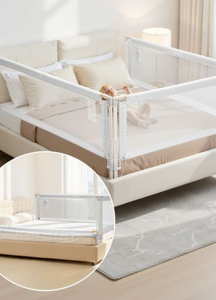 3 Piece Toddler Bed Rail, Kids Beds Guard Rail with Reinforced Iron Pipe and Oxford Cloth, Adjustable Height Bed Side Railing, Portable Guard Bumper Barrier for Queen Size, 3 Sides, Grey