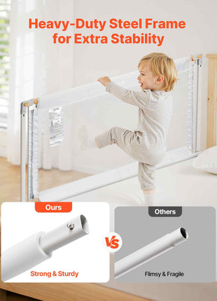 3 Piece Toddler Bed Rail, Kids Beds Guard Rail with Reinforced Iron Pipe and Oxford Cloth, Adjustable Height Bed Side Railing, Portable Guard Bumper Barrier for King Size, 3 Sides, Grey
