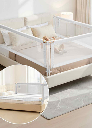3 Piece Toddler Bed Rail, Kids Beds Guard Rail with Reinforced Iron Pipe and Oxford Cloth, Adjustable Height Bed Side Railing, Portable Guard Bumper Barrier for King Size, 3 Sides, Grey
