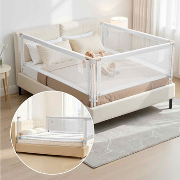 3 Piece Toddler Bed Rail, Kids Beds Guard Rail with Reinforced Iron Pipe and Oxford Cloth, Adjustable Height Bed Side Railing, Portable Guard Bumper Barrier for King Size, 3 Sides, Grey