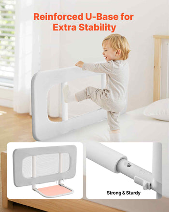 Toddler Bed Rail, Kids Beds Guard Rail with Reinforced Iron Pipe and Oxford Cloth, Adjustable Height Bed Side Railing, Portable Guard Bumper Barrier for Crib, Bunk, 31.5 x 26.38 in, 1 Piece