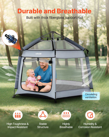 Baby Playpen, Pop Up Toddler Playpen with Canopy, Indoor & Outdoor Portable Play Yard for Babies Toddlers with UPF 50+ Sunshades & Travel Bag for Home Park Beach, Foldable and Lightweight
