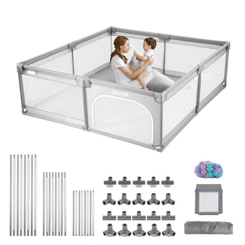 Baby Playpen, 78.7″ x 58.7″ Large Toddlers Playpen, Indoor/Outdoor Baby Fence Play Yard with 50 Ocean Balls, Zippered Door & Breathable Mesh, No-Gap Safety Activity Center for Babies Toddlers
