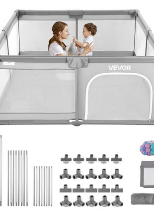 Baby Playpen, 78.7? x 70.3? Extra Large Playpen for Babies Toddlers, Indoor/Outdoor Baby Fence Play Yard, No-Gap Safety Activity Center with 50 Ocean Balls, Zippered Door & Soft Breathable Mesh